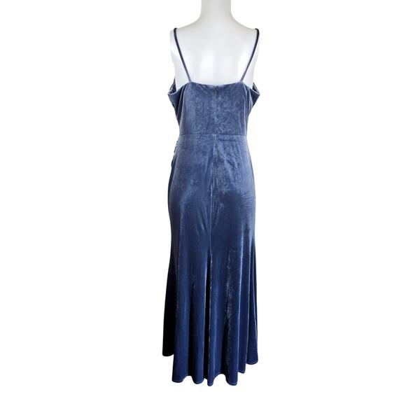 Revelry Dawson Indie Blue Velvet Push Up Bra Maxi Dress Bridesmaid Gown 14 - Picture 4 of 6